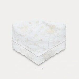 Zara Boho Embroidered Strapless Top Oyster White  NWT Sz M